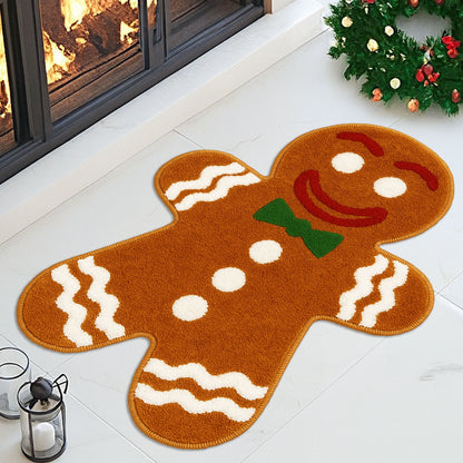 Feblilac Gingerbread Man Tufted Bath Mat