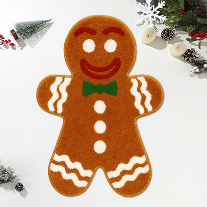 Feblilac Gingerbread Man Tufted Bath Mat