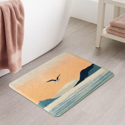 Feblilac Sunset Seagulls Tufted Bath Mat