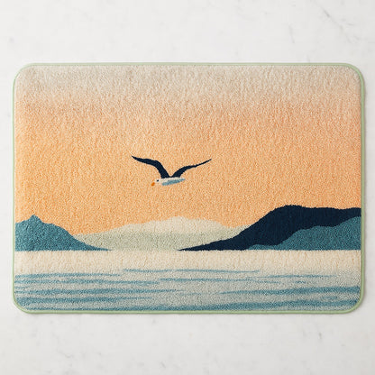 Feblilac Sunset Seagulls Tufted Bath Mat
