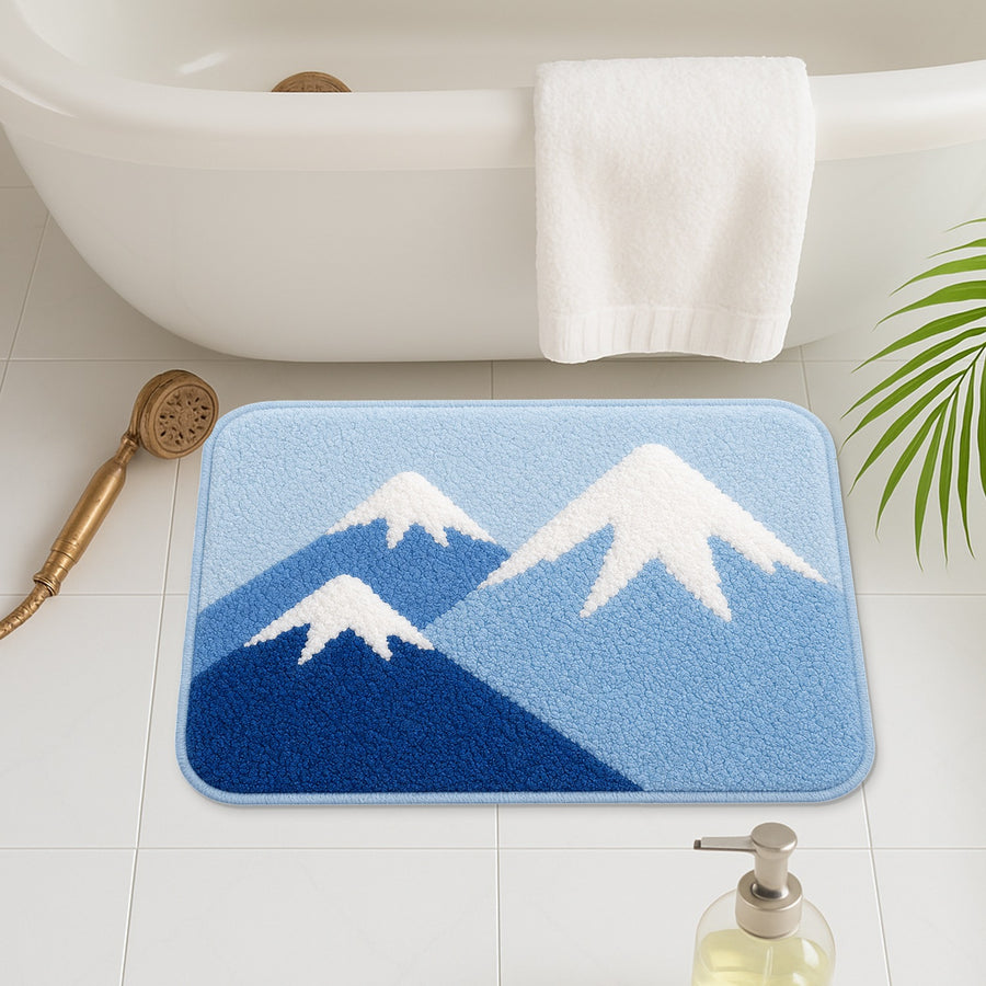 Feblilac Blue Snow Mountain Tufted Bath Mat