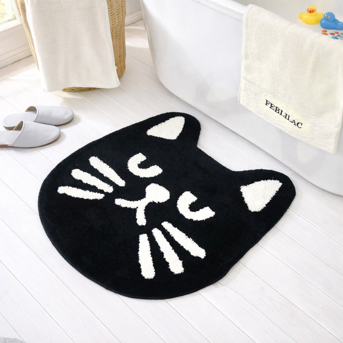Feblilac Cool Black Cat Tufted Bath Mat