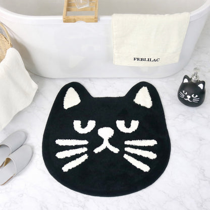 Feblilac Cool Black Cat Tufted Bath Mat