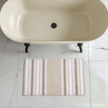 Feblilac Khaki Chenille Non-Slip Microfiber Shag Bathroom Rug Mat