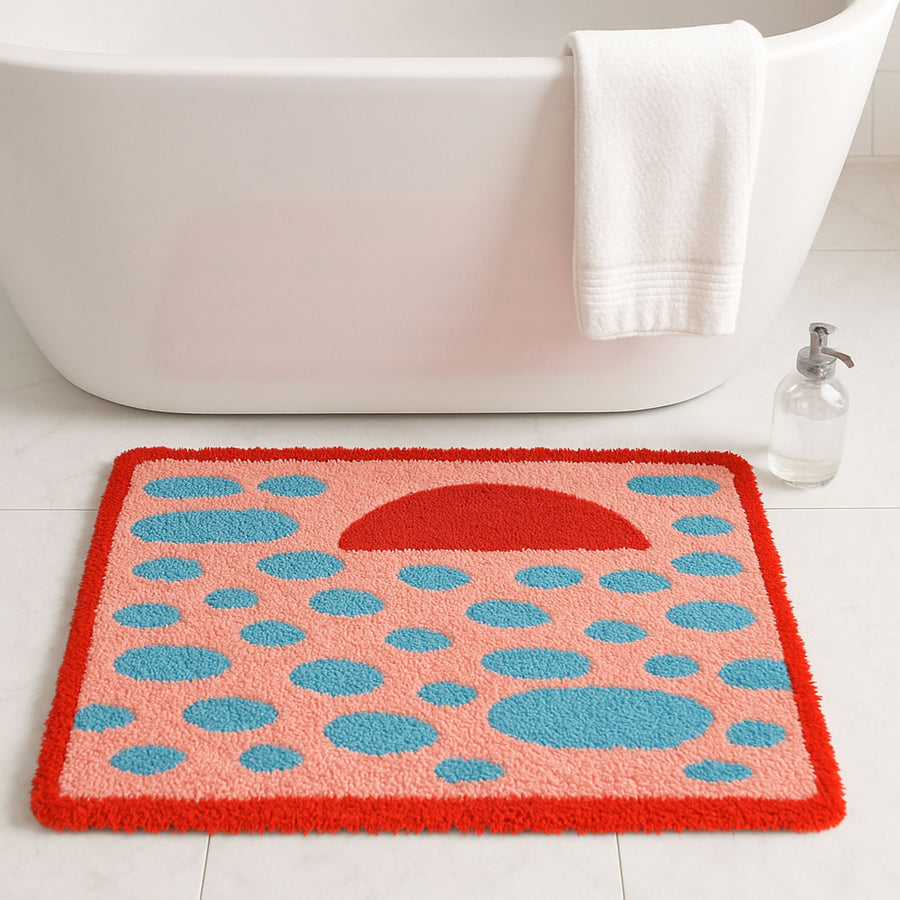 Feblilac Sunset Abstract Bath Mat – Colorful Tufted Bathroom Rug, Soft & Absorbent - view 2