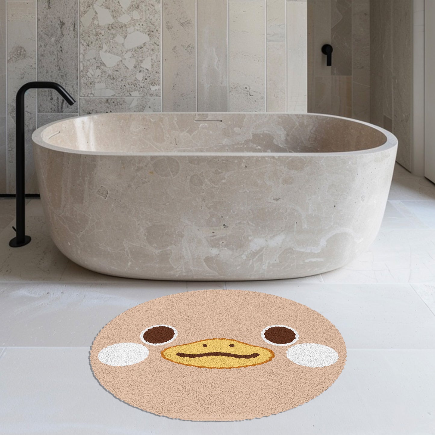 Feblilac Cute Duck Round Tufted Bath Rug Mat