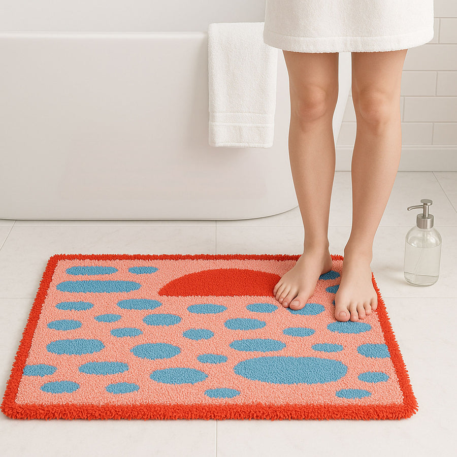Feblilac Sunset Abstract Bath Mat – Colorful Tufted Bathroom Rug, Soft & Absorbent - view 3
