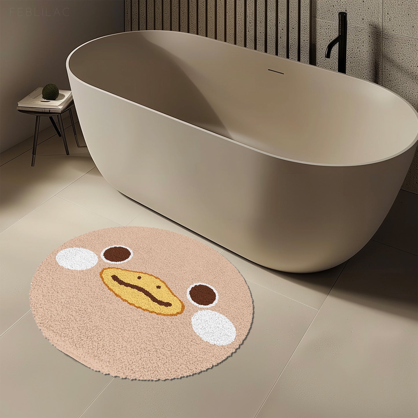 Feblilac Cute Duck Round Tufted Bath Rug Mat