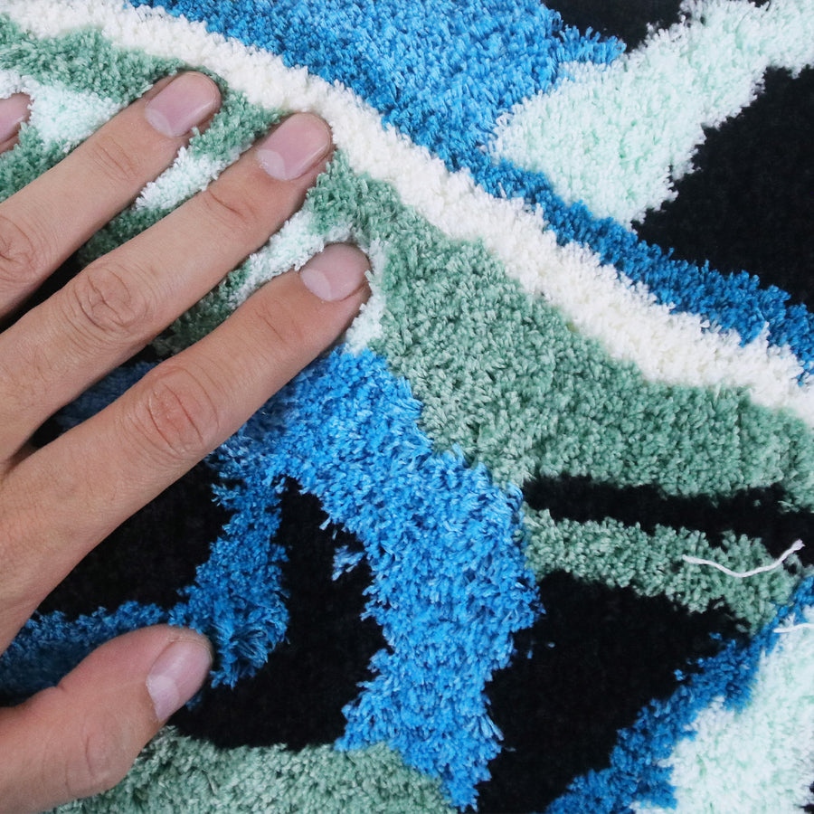 Feblilac Blue and White Ocean Style Wave Bedroom Rug Long Runner, Area Rug Mat for Home Decor - view 4