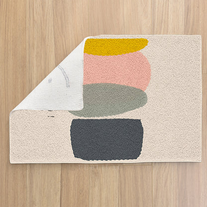 Feblilac Four Color Blocks Abstract Stone Tufted Bath Mat