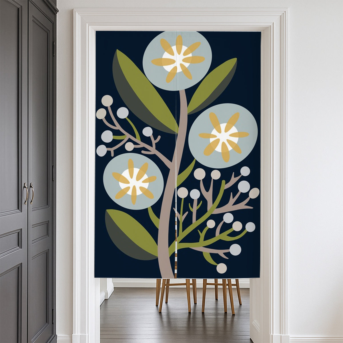 Feblilac Three Blooms Crest Door Curtain