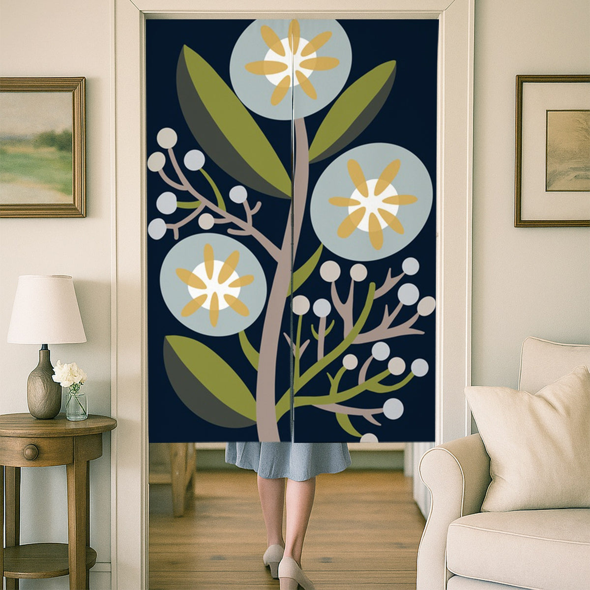 Feblilac Three Blooms Crest Door Curtain