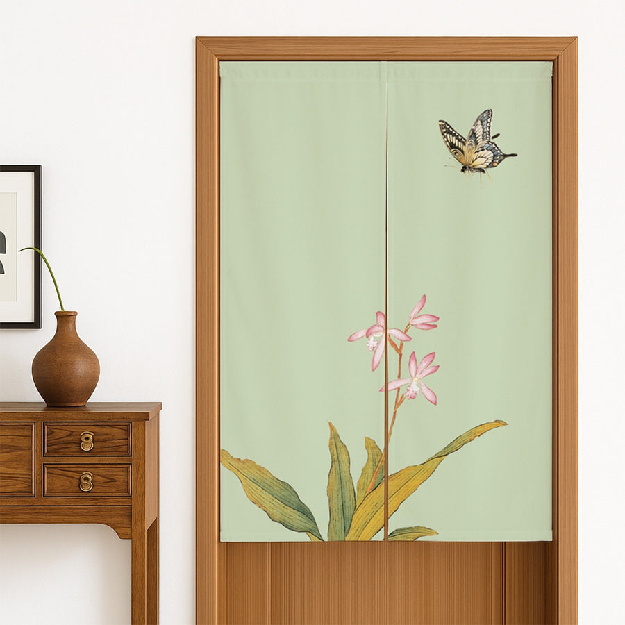 Feblilac Butterfly and Flowers Door Curtain