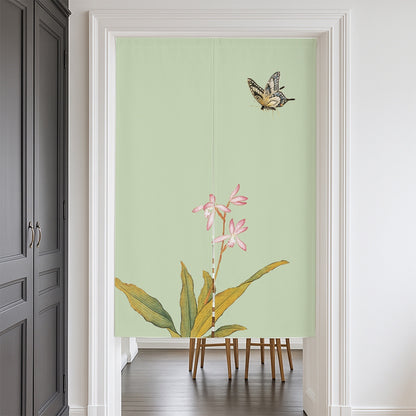 Feblilac Butterfly and Flowers Door Curtain