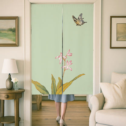 Feblilac Butterfly and Flowers Door Curtain