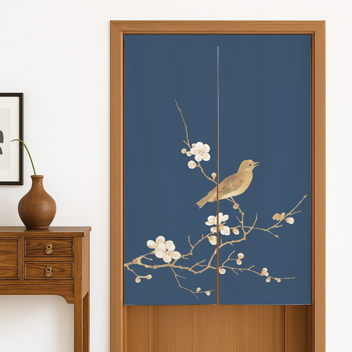 Feblilac Plum Blossom and White Eye Door Curtain
