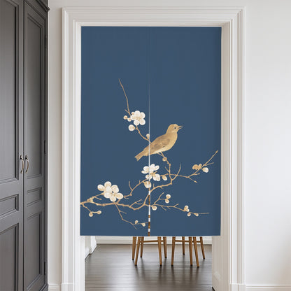 Feblilac Plum Blossom and White Eye Door Curtain