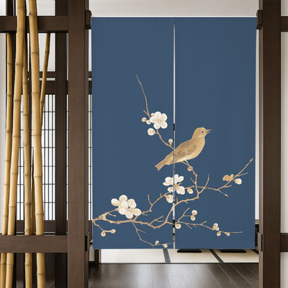 Feblilac Plum Blossom and White Eye Door Curtain