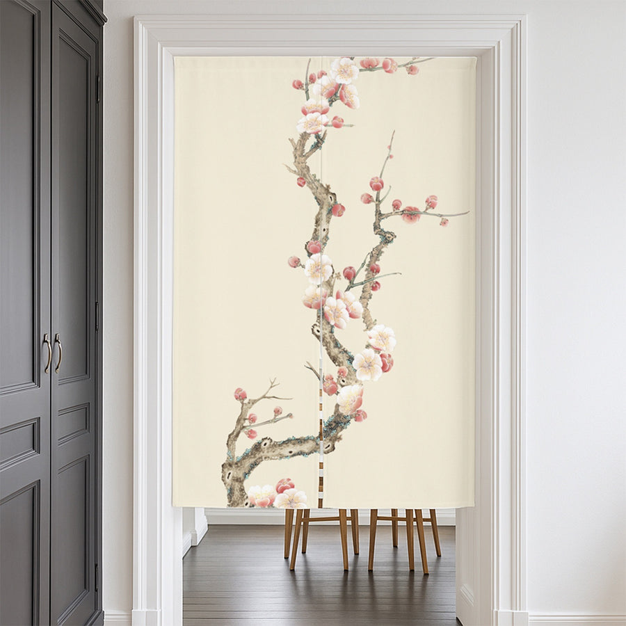 Feblilac Cream Ground Plum Blossom Door Curtain