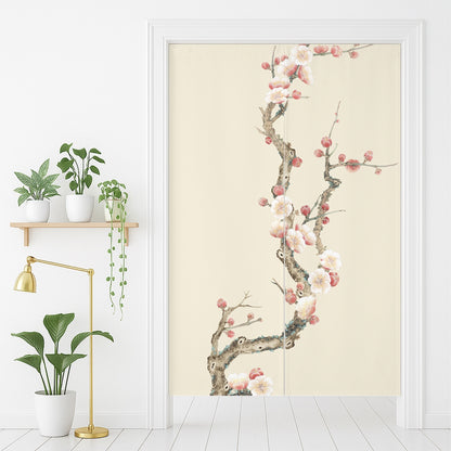 Feblilac Cream Ground Plum Blossom Door Curtain
