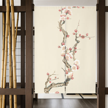 Feblilac Cream Ground Plum Blossom Door Curtain