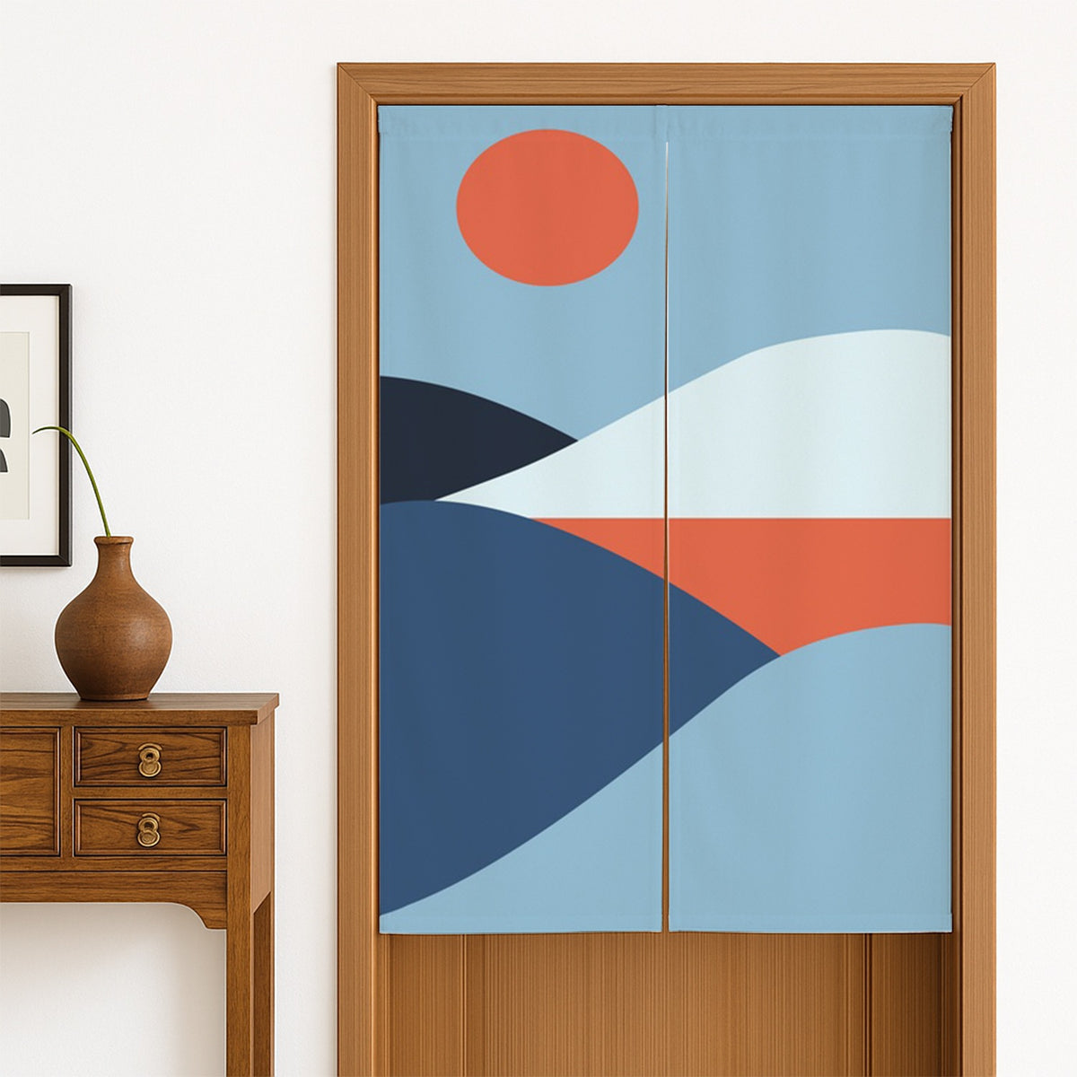 Feblilac Light Blue Mountain Peak Door Curtain