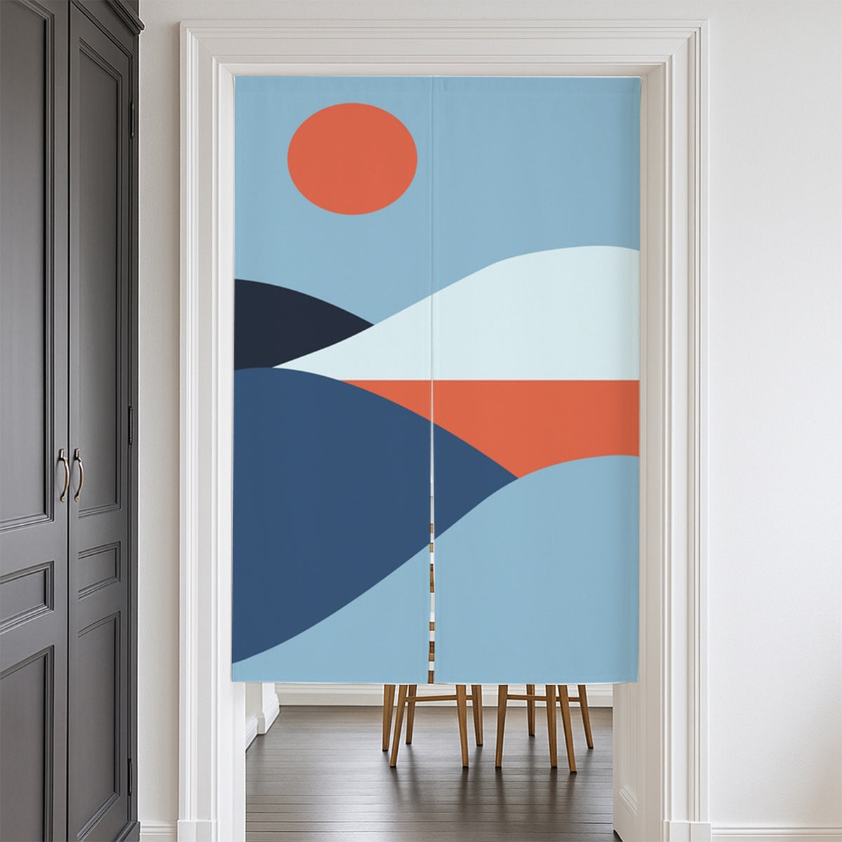 Feblilac Light Blue Mountain Peak Door Curtain