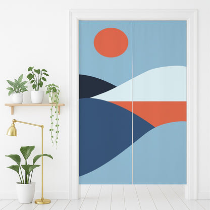Feblilac Light Blue Mountain Peak Door Curtain