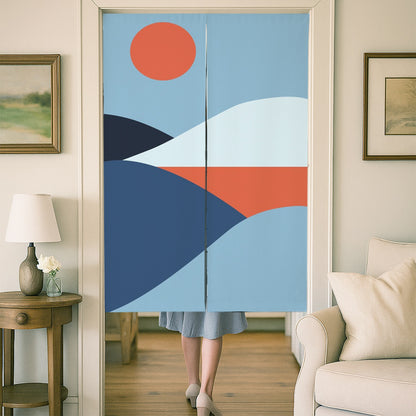 Feblilac Light Blue Mountain Peak Door Curtain