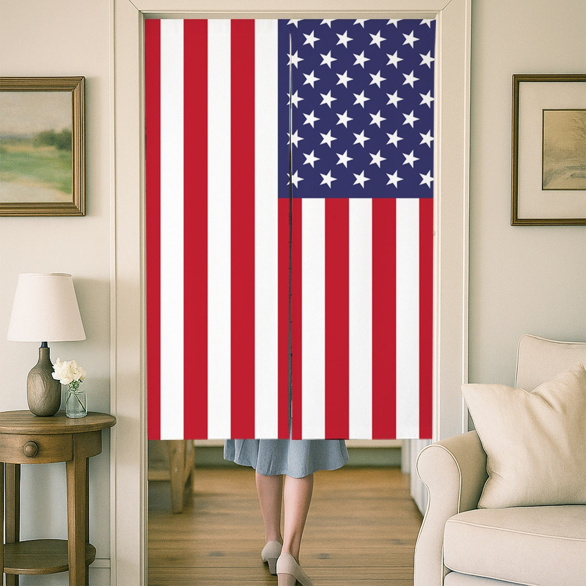 Feblilac American Flag Door Curtain