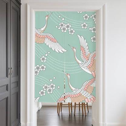 Feblilac Crane and Cherry Blossom Door Curtain