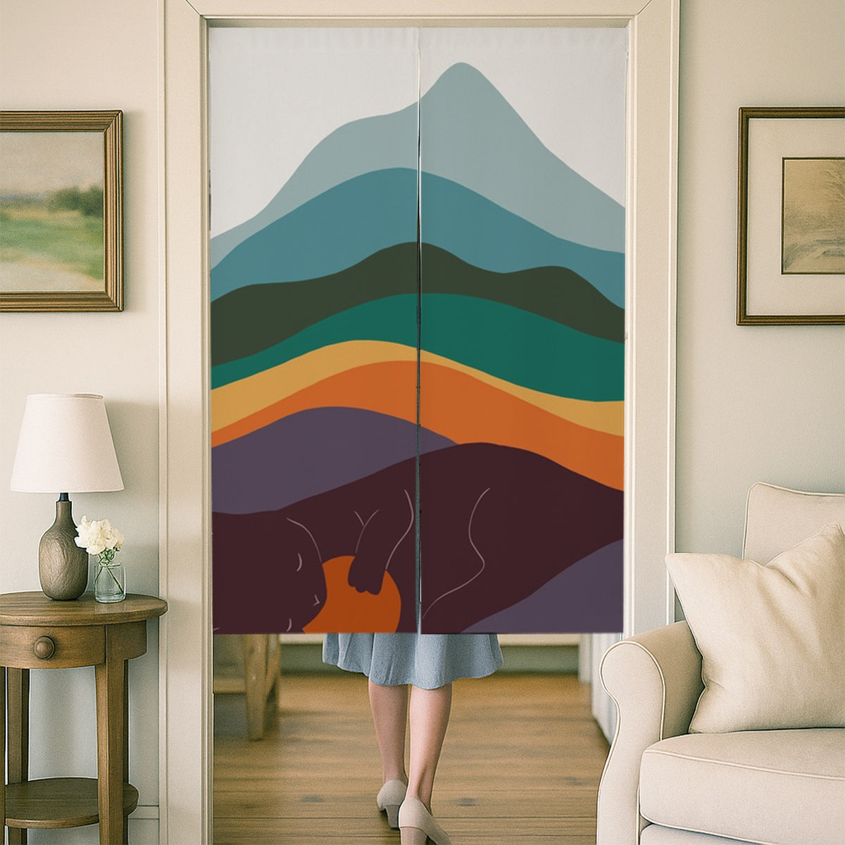 Feblilac Cat Mountain with Ball Door Curtain