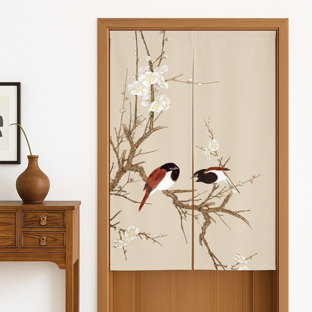 Feblilac Two Red Birds Door Curtain