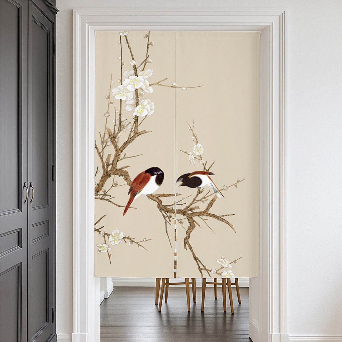 Feblilac Two Red Birds Door Curtain