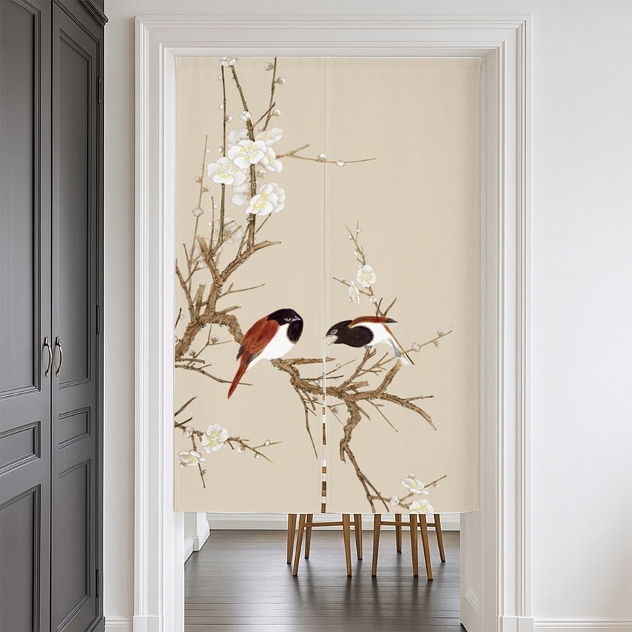 Feblilac Two Red Birds Door Curtain