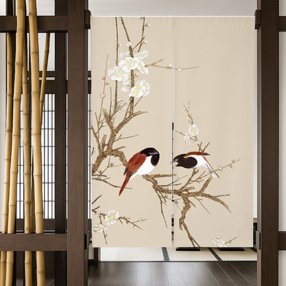 Feblilac Two Red Birds Door Curtain