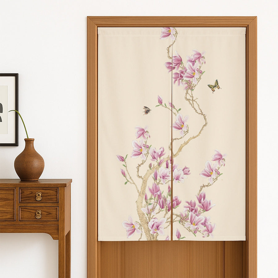 Feblilac Magnolia and Butterfly Door Curtain