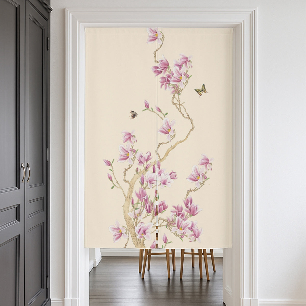 Feblilac Magnolia and Butterfly Door Curtain