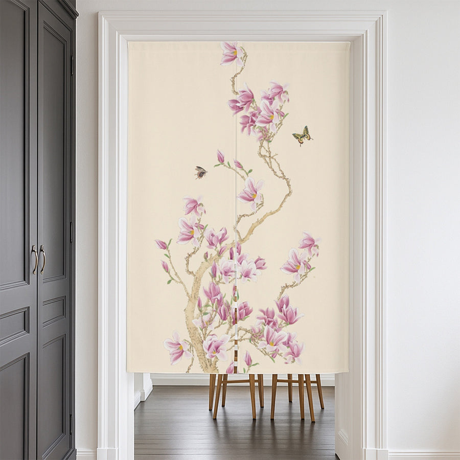 Feblilac Magnolia and Butterfly Door Curtain