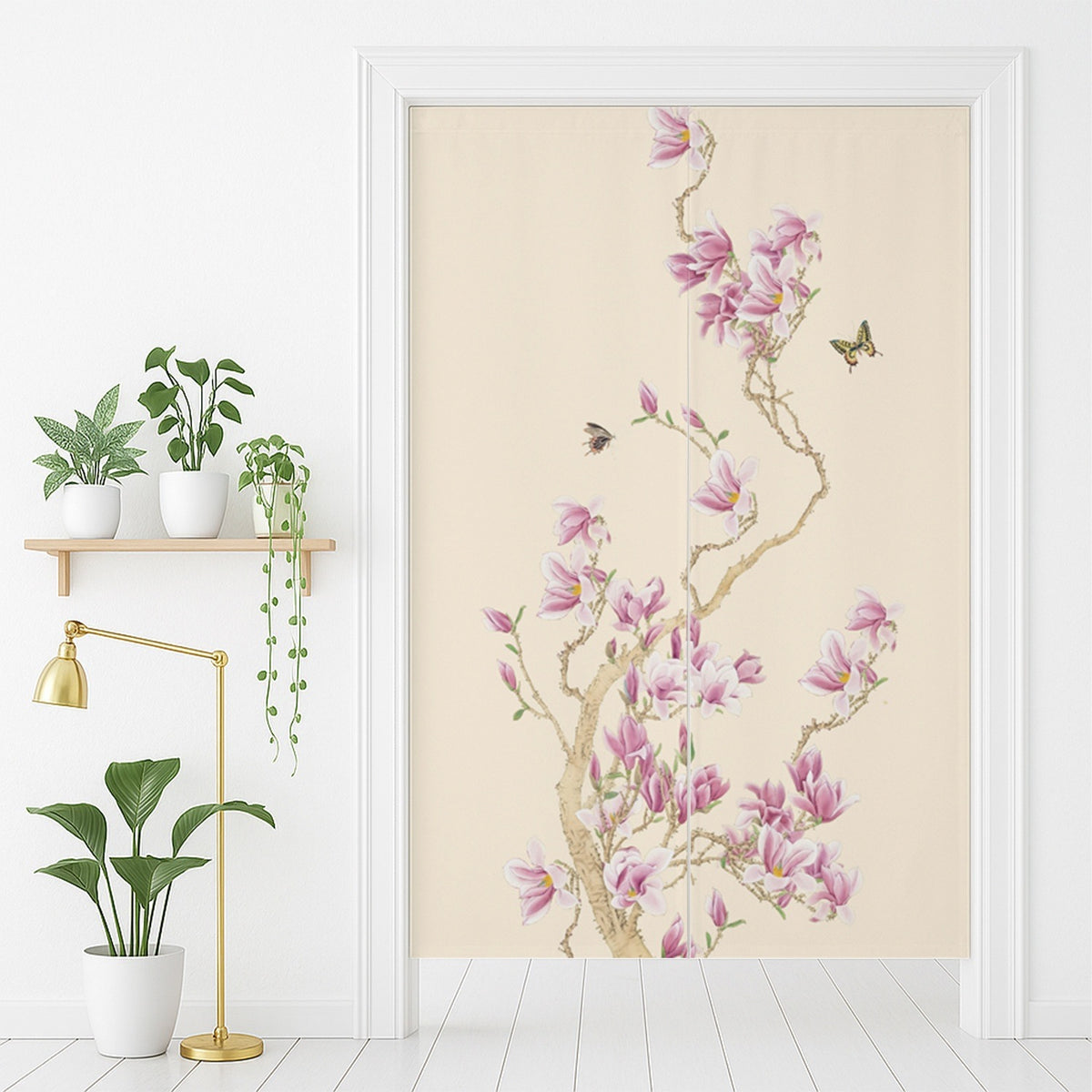 Feblilac Magnolia and Butterfly Door Curtain