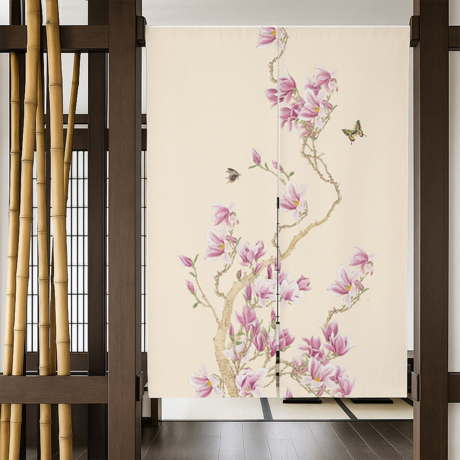 Feblilac Magnolia and Butterfly Door Curtain