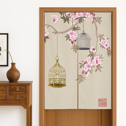 Feblilac Birdcage and Peach Blossom Door Curtain