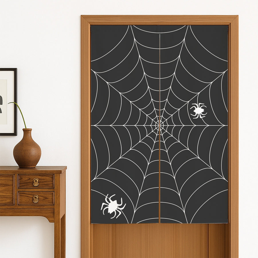 Feblilac Black and White Spider Web Door Curtain
