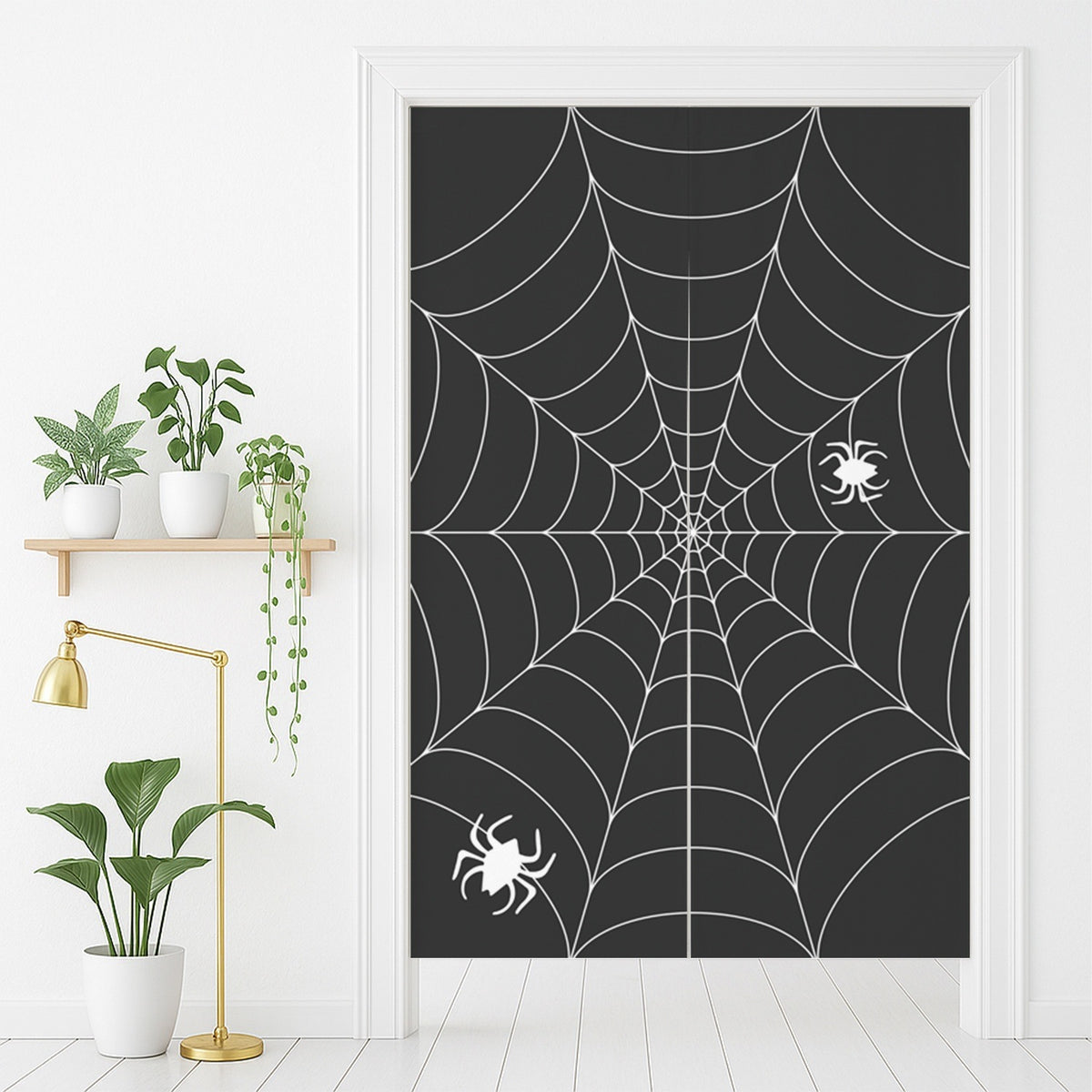 Feblilac Black and White Spider Web Door Curtain