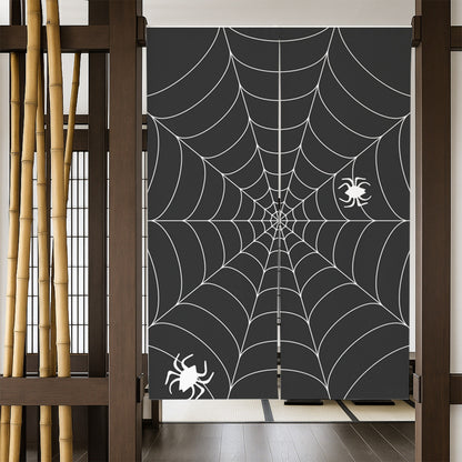 Feblilac Black and White Spider Web Door Curtain