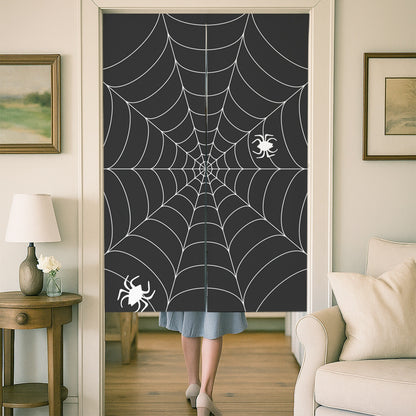 Feblilac Black and White Spider Web Door Curtain