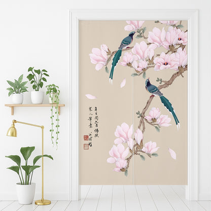 Feblilac Magnolia and Magpie Door Curtain