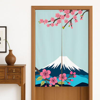 Feblilac Mount Fuji and Cherry Blossom Door Curtain