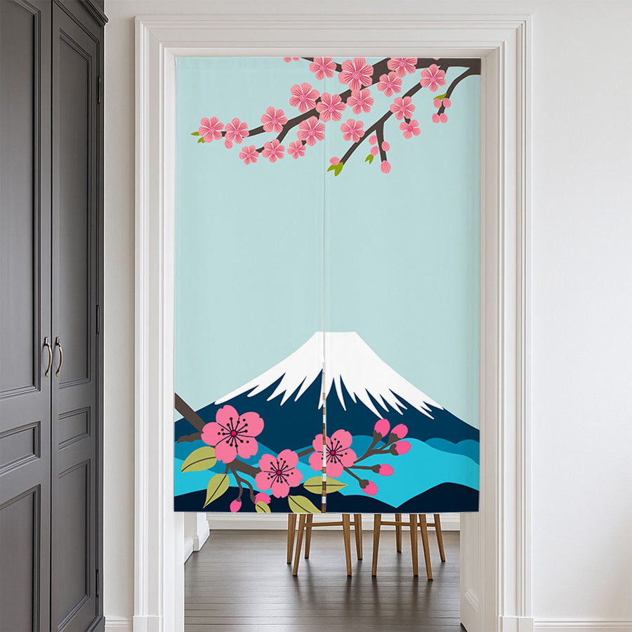 Feblilac Mount Fuji and Cherry Blossom Door Curtain