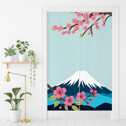 Feblilac Mount Fuji and Cherry Blossom Door Curtain